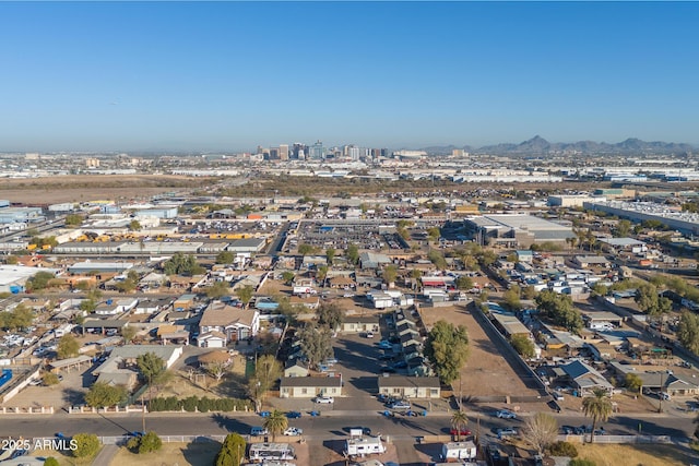 aerial view with a mountain view