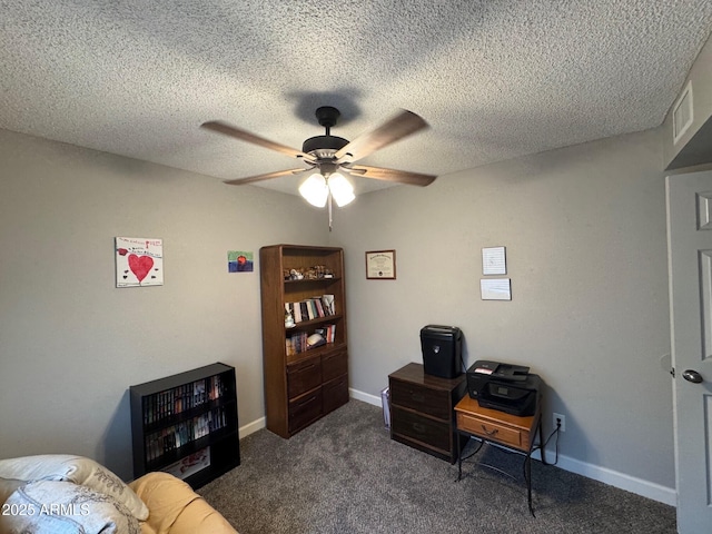8520 W Palm Ln Unit 1054, Phoenix, AZ 85037 - office featuring a ceiling fan, carpet floors, and a textured ceiling