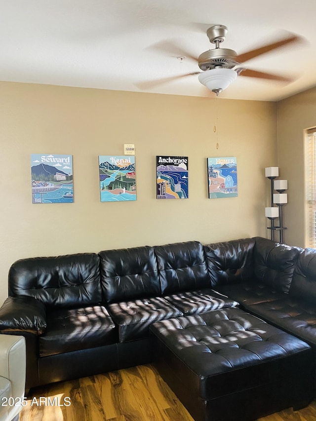14575 W Mountain View Blvd Unit 711, Surprise, AZ 85374 - living room featuring wood finished floors and a ceiling fan