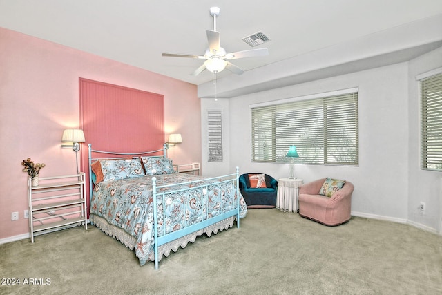 bedroom with carpet floors and ceiling fan