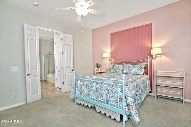 bedroom with carpet flooring and ceiling fan