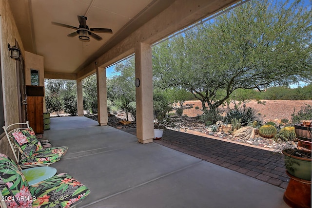 view of patio / terrace featuring ceiling fan