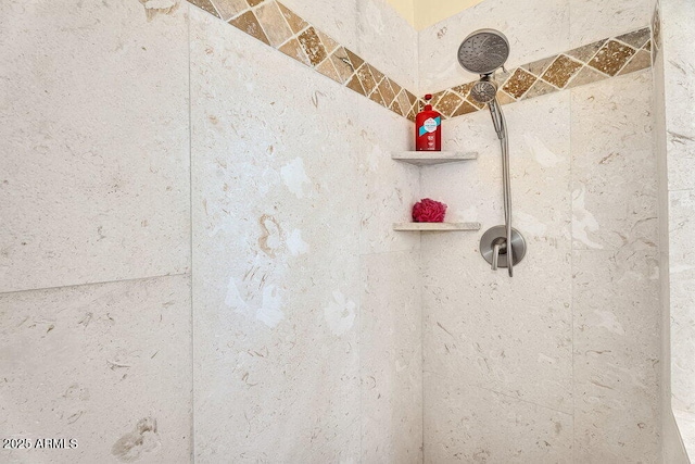 interior details featuring tiled shower