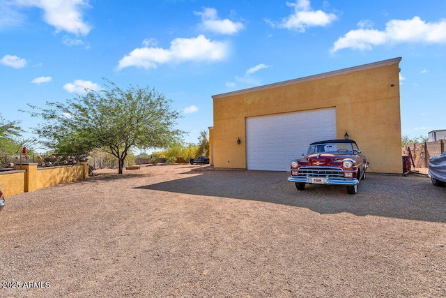 view of detached garage