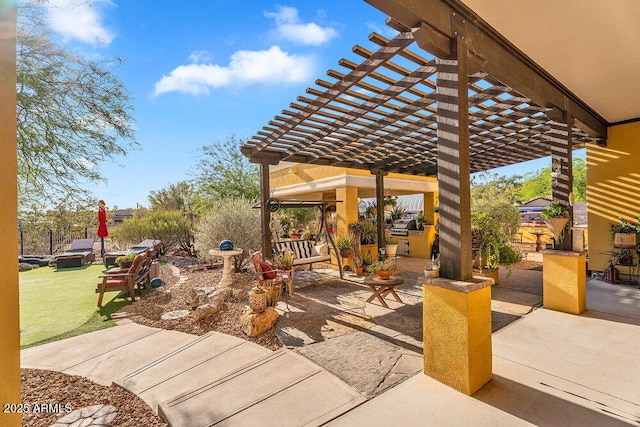 view of patio / terrace featuring a pergola