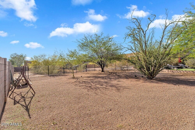 view of yard with fence