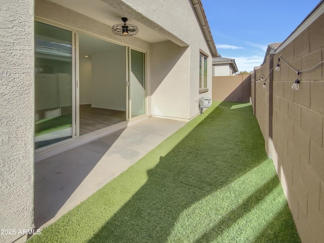 view of yard with a fenced backyard