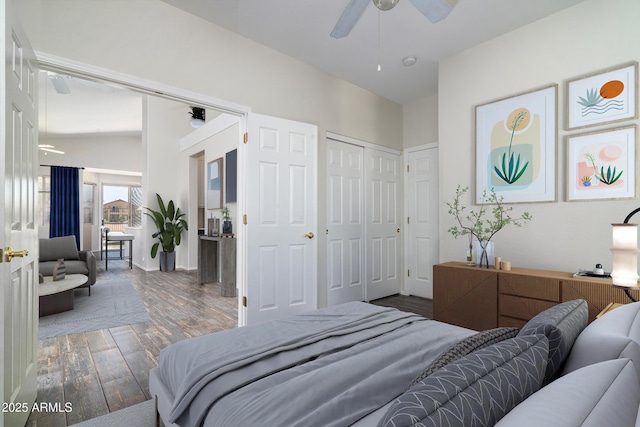 2641 E Brooks St, Gilbert, AZ 85296 - bedroom featuring a ceiling fan and wood finished floors