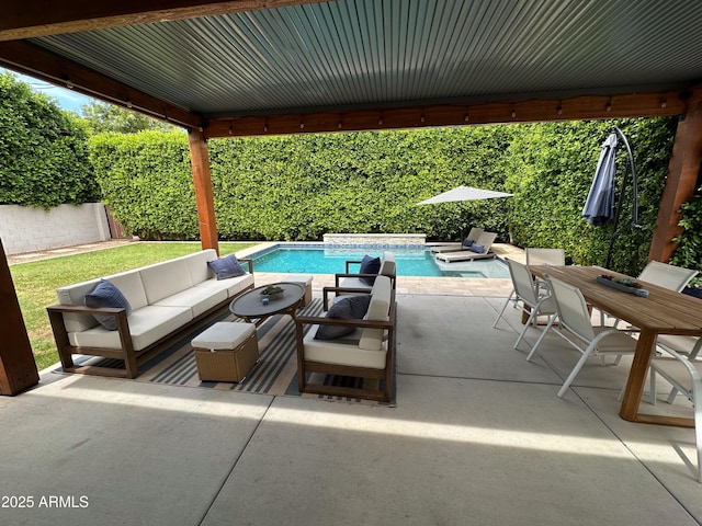 4132 N 42nd St, Phoenix, AZ 85018 - fenced backyard featuring a patio, an outdoor living space, and outdoor dining space