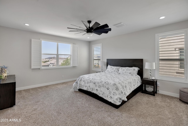 24314 N 21st Pl, Phoenix, AZ 85024 - bedroom with recessed lighting, carpet, baseboards, and ceiling fan