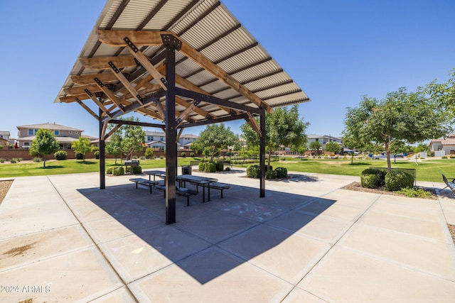 view of patio featuring a gazebo