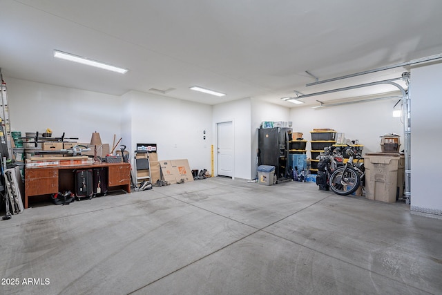 garage featuring a workshop area