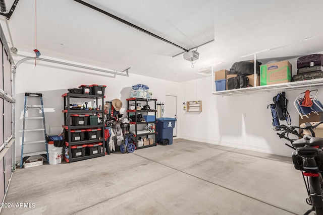 garage with a garage door opener