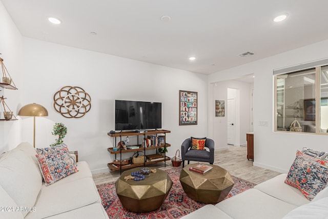 living room featuring light hardwood / wood-style floors