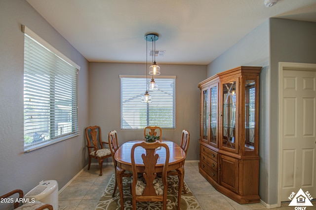 view of tiled dining area