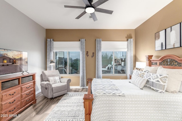 13102 S 177th Dr, Goodyear, AZ 85338 - bedroom featuring ceiling fan, light hardwood / wood-style floors, and multiple windows