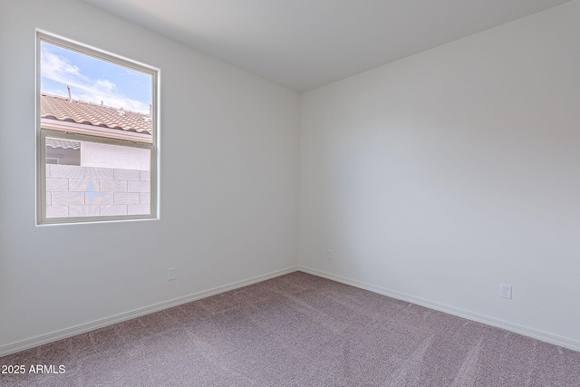 spare room with baseboards and carpet floors