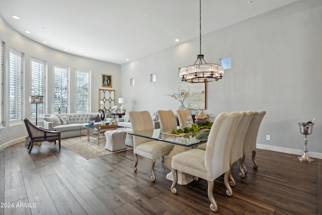 dining space featuring dark hardwood / wood-style flooring