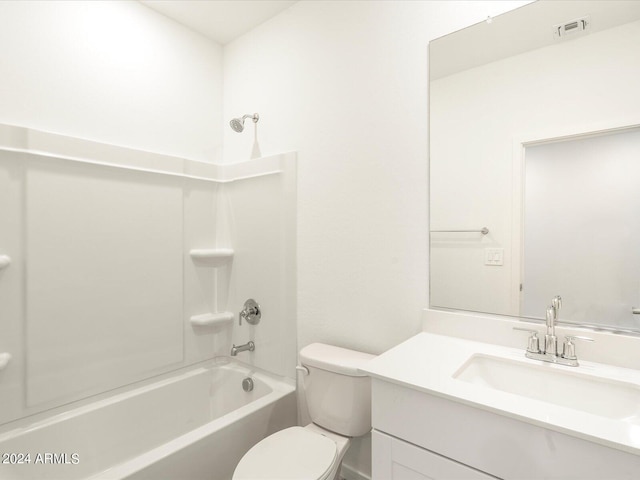 full bathroom with vanity, toilet, and shower / bathtub combination