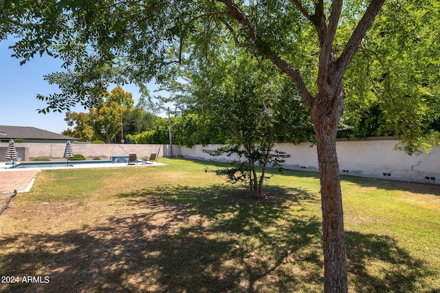 view of yard featuring a fenced in pool and a fenced backyard