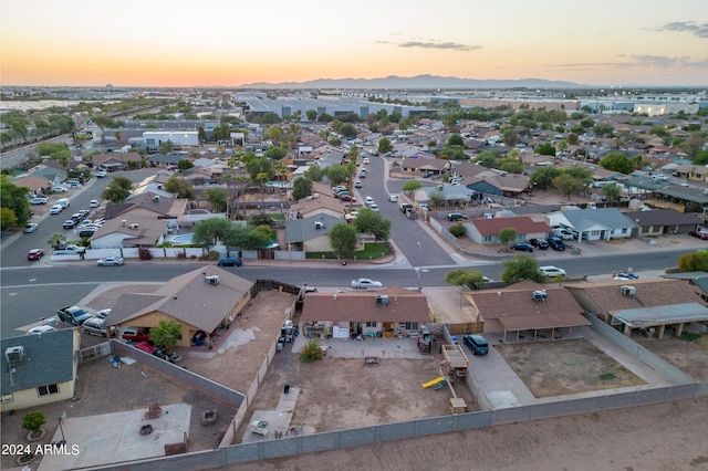 view of aerial view at dusk