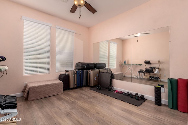 20409 W Thayer St, Buckeye, AZ 85396 - exercise room with a ceiling fan and wood finished floors