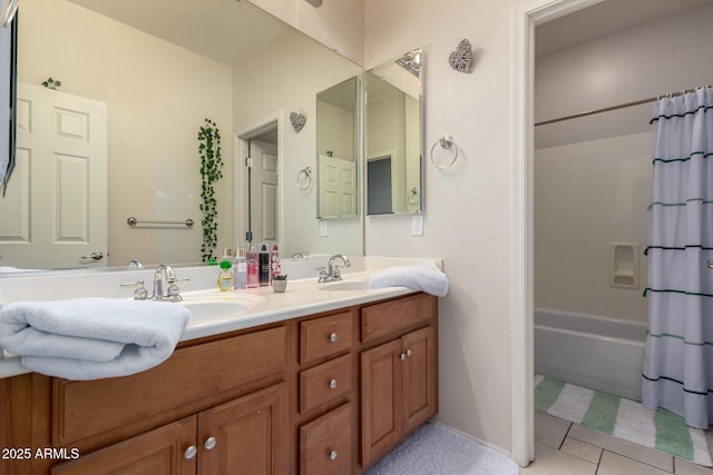 20409 W Thayer St, Buckeye, AZ 85396 - full bath with double vanity, shower / bath combination with curtain, and tile patterned floors