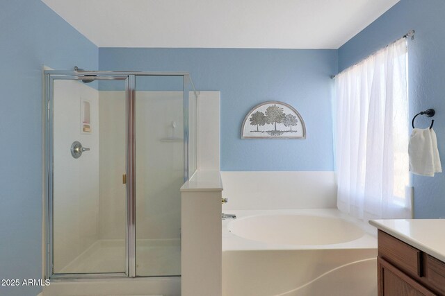6993 S Sharon Ct, Chandler, AZ 85249 - bathroom with a shower stall, a bath, and vanity