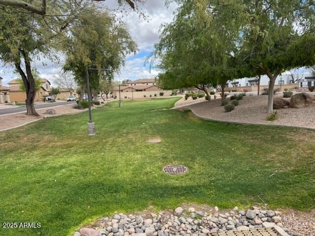 view of home's community with a yard