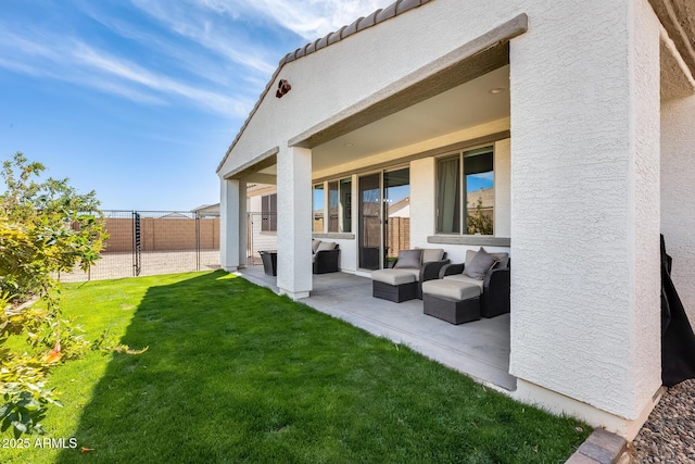 view of yard with a patio and fence