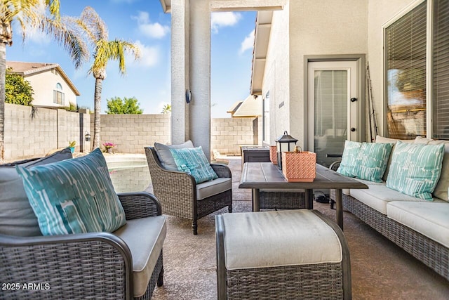 view of patio featuring outdoor lounge area