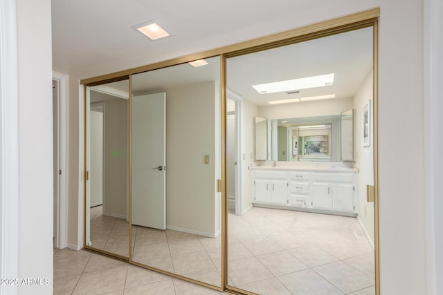 bathroom featuring vanity and tile patterned floors