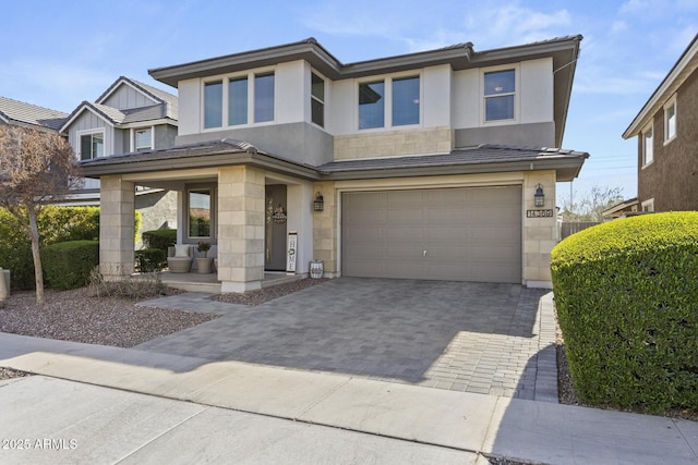 view of front of house with a garage