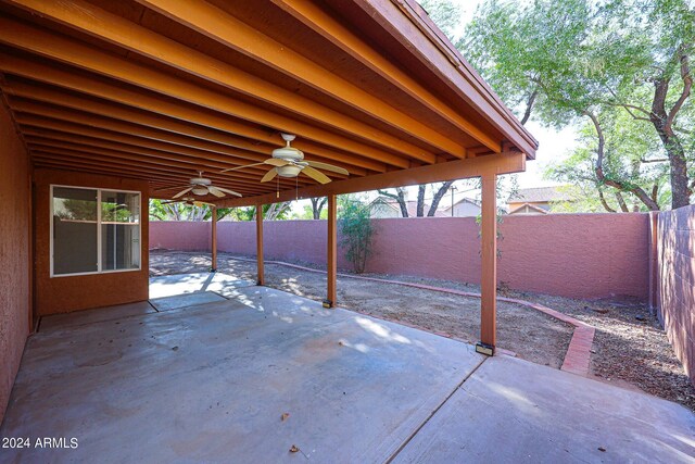 view of patio with ceiling fan