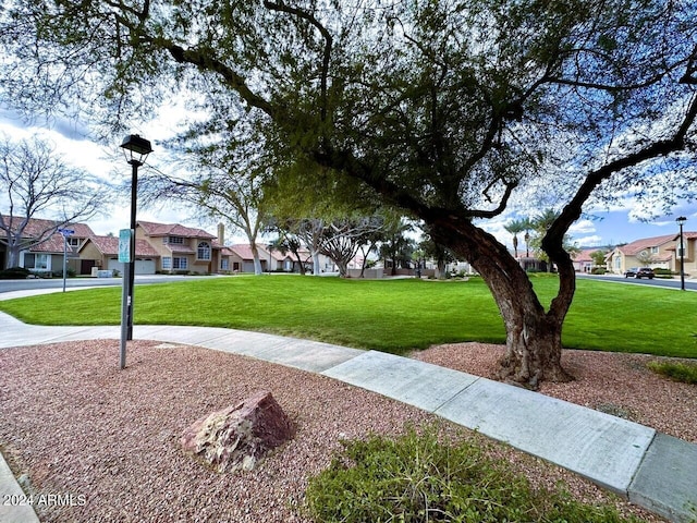 view of property's community featuring a yard