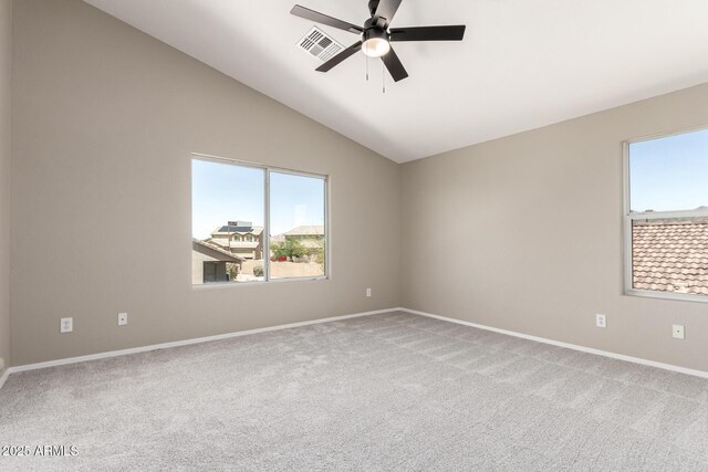 906 S 242nd Dr, Buckeye, AZ 85326 - unfurnished room with carpet floors, vaulted ceiling, ceiling fan, and baseboards
