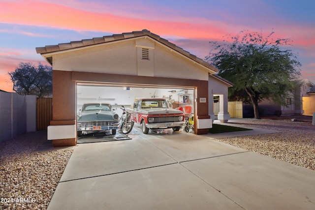 view of front of house with a garage