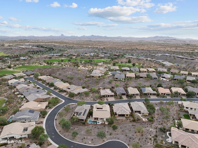 bird's eye view with a mountain view