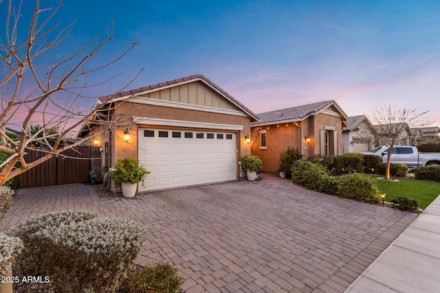 view of front of house with a garage