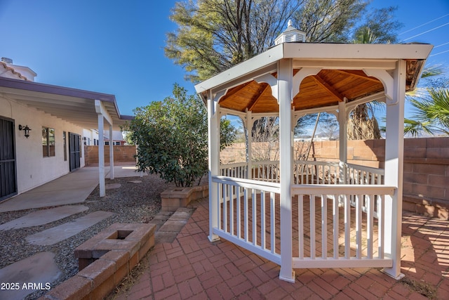 view of patio / terrace featuring a gazebo