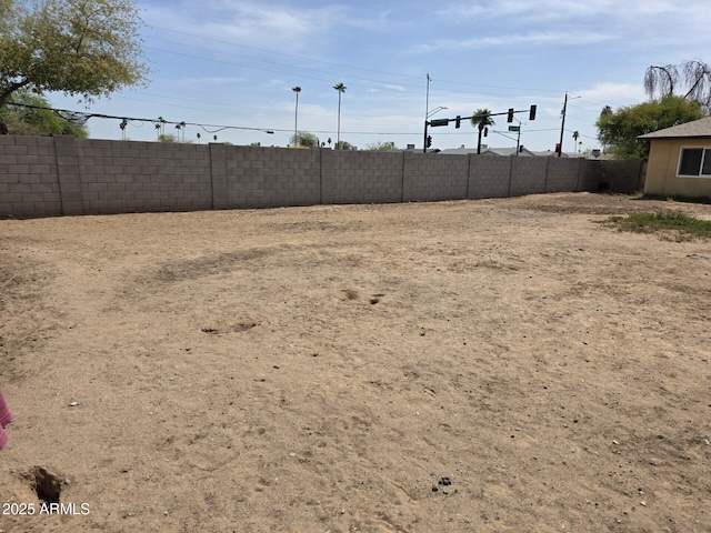 view of yard with a fenced backyard
