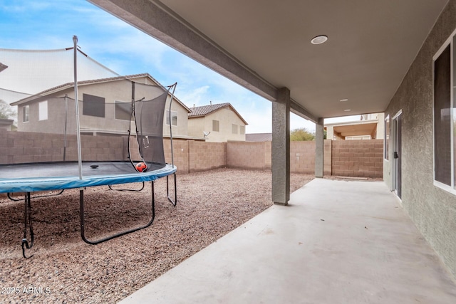 view of patio / terrace with a trampoline