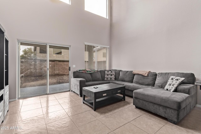 view of tiled living room