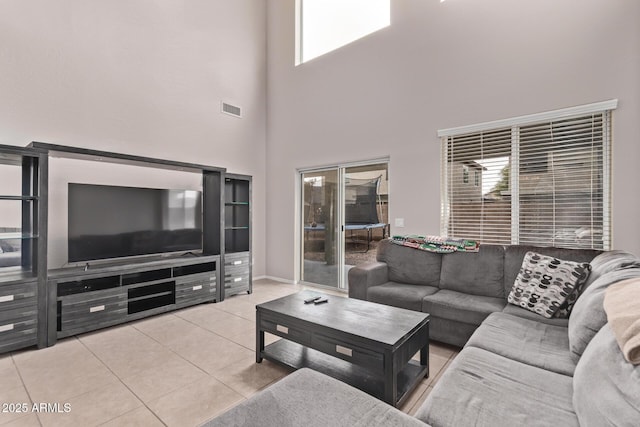 view of tiled living room