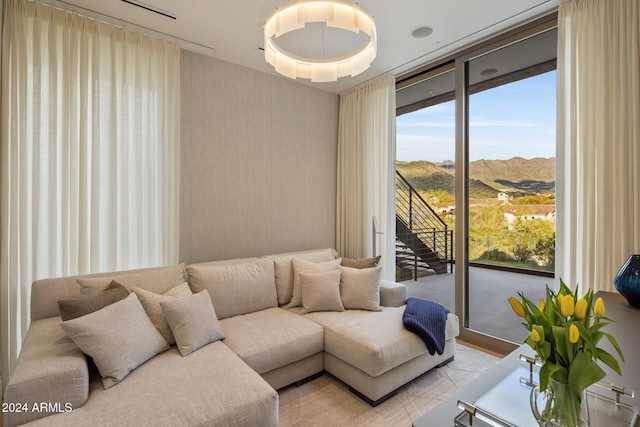 living room with a mountain view