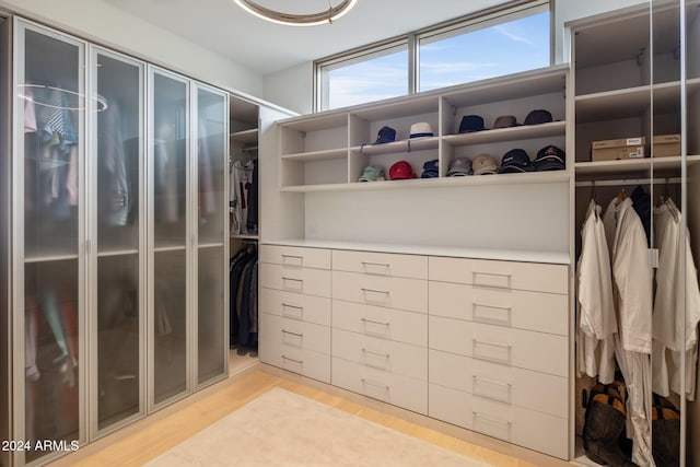 walk in closet featuring light wood-type flooring