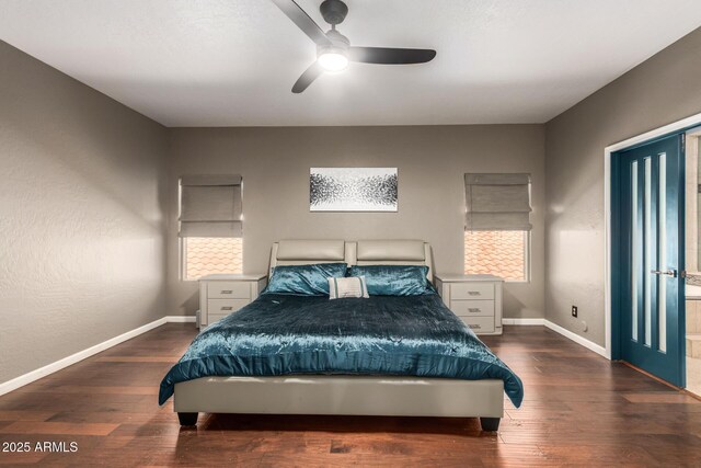 1751 W Mulberry Dr, Chandler, AZ 85286 - bedroom with wood finished floors and a ceiling fan