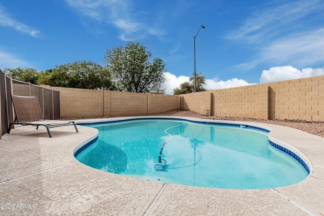 view of pool featuring a fenced backyard and a fenced in pool