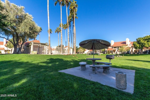 view of community with a patio area and a yard