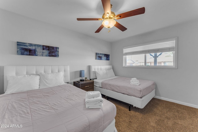 bedroom with carpet flooring and ceiling fan